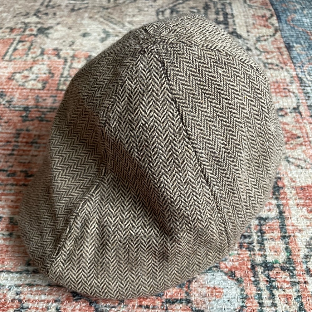 Newsies Cap Brown Herringbone Tweed Baby Boy Unisex Hat for Infants